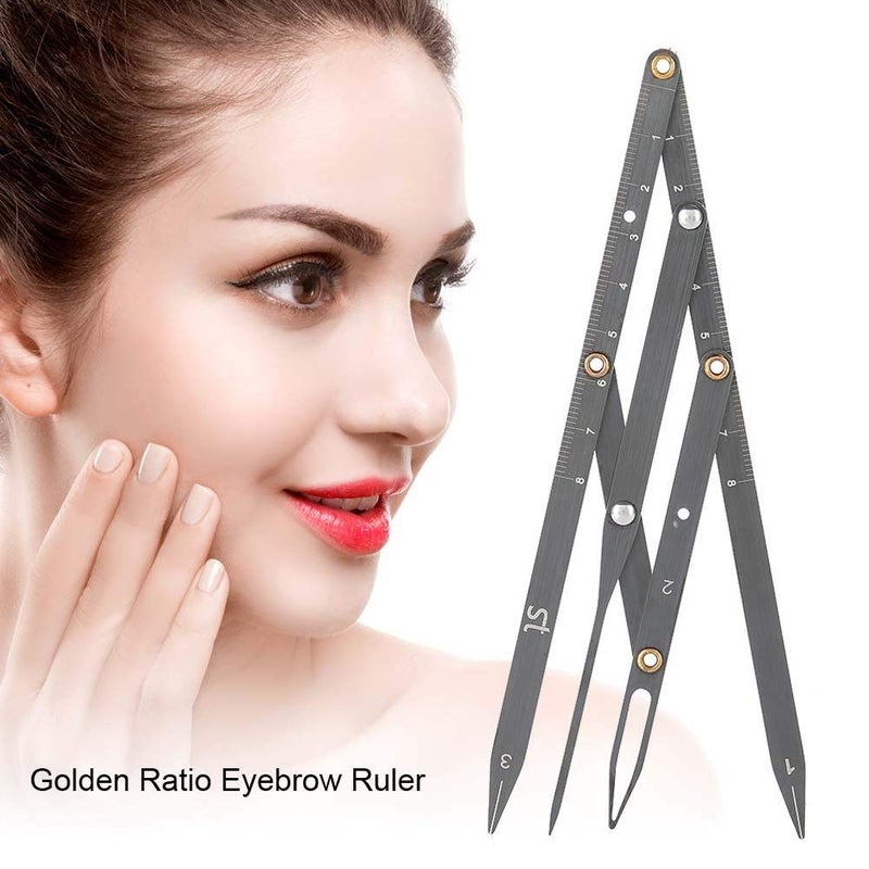 Salmue Eyebrow Ruler with Golden Ratio, Stainless Steel Tattoo Eyebrow Measuring Ruler Eyebrow Caliper, Flexible Semi Permanent Eyebrow Tattoo Designing Shaping Tools - Image 3